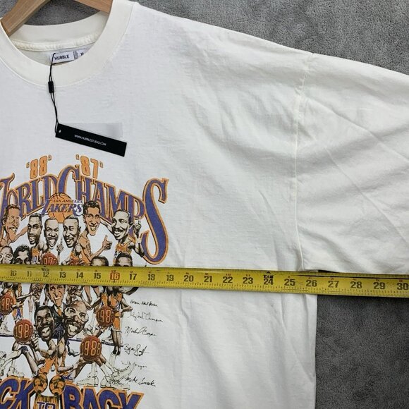 Hubble Studios Shirt Men XL Los Angeles Lakers Back To Back Champions Cream Tee - Picture 3 of 8